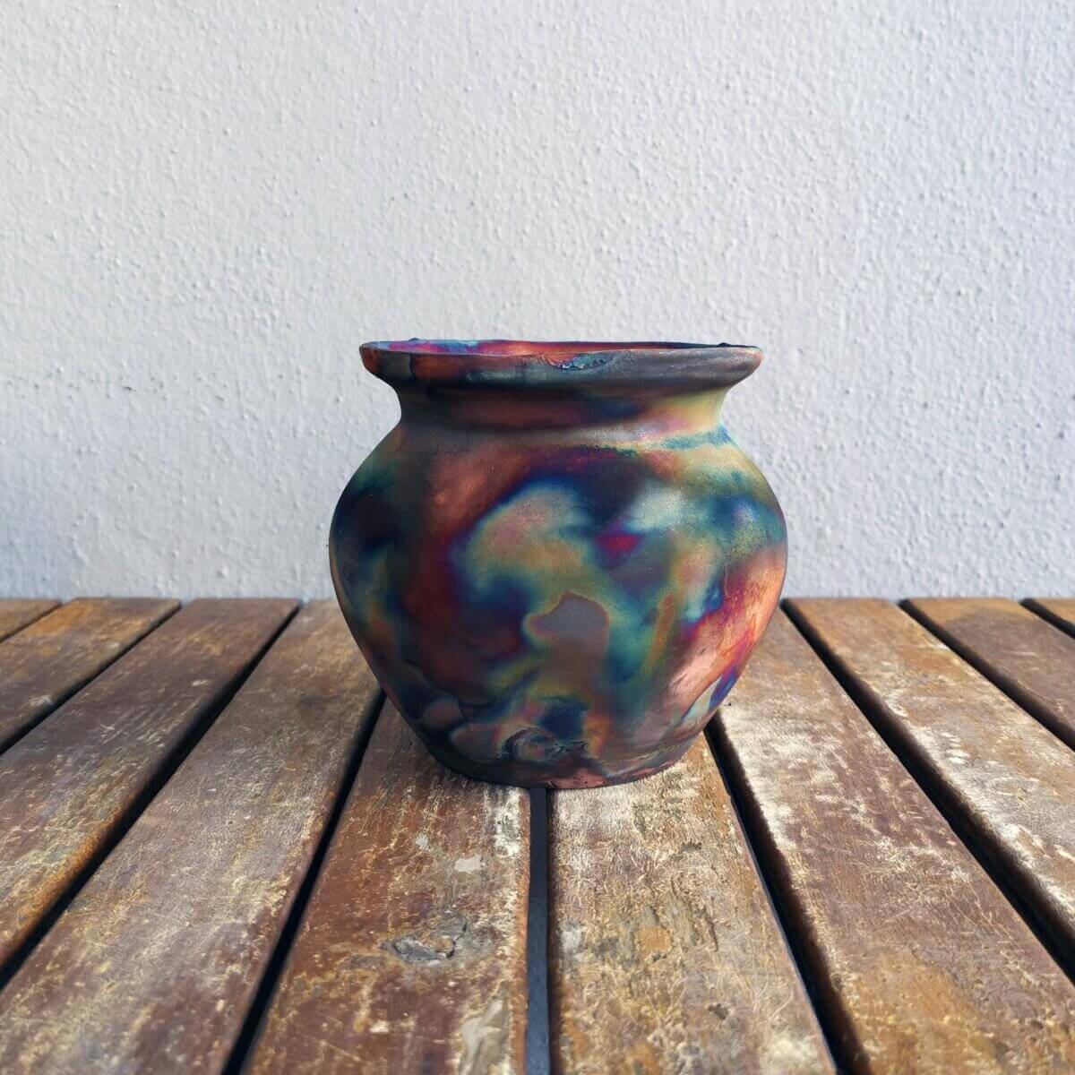Raku pottery vase ceramic home decor