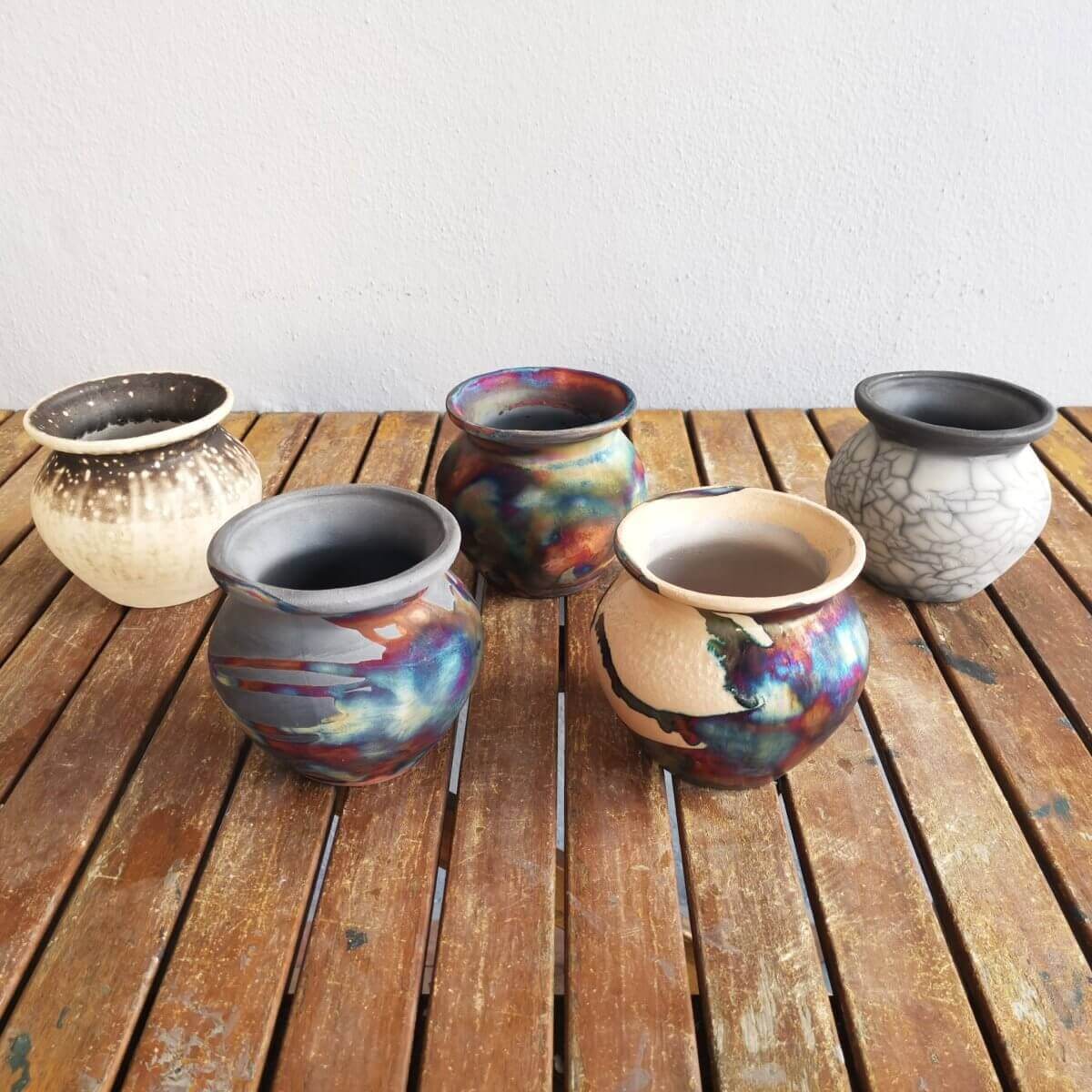Raku pottery vase ceramic home decor