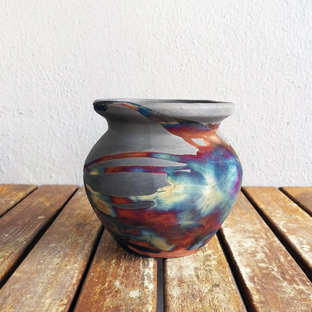Raku pottery vase ceramic home decor