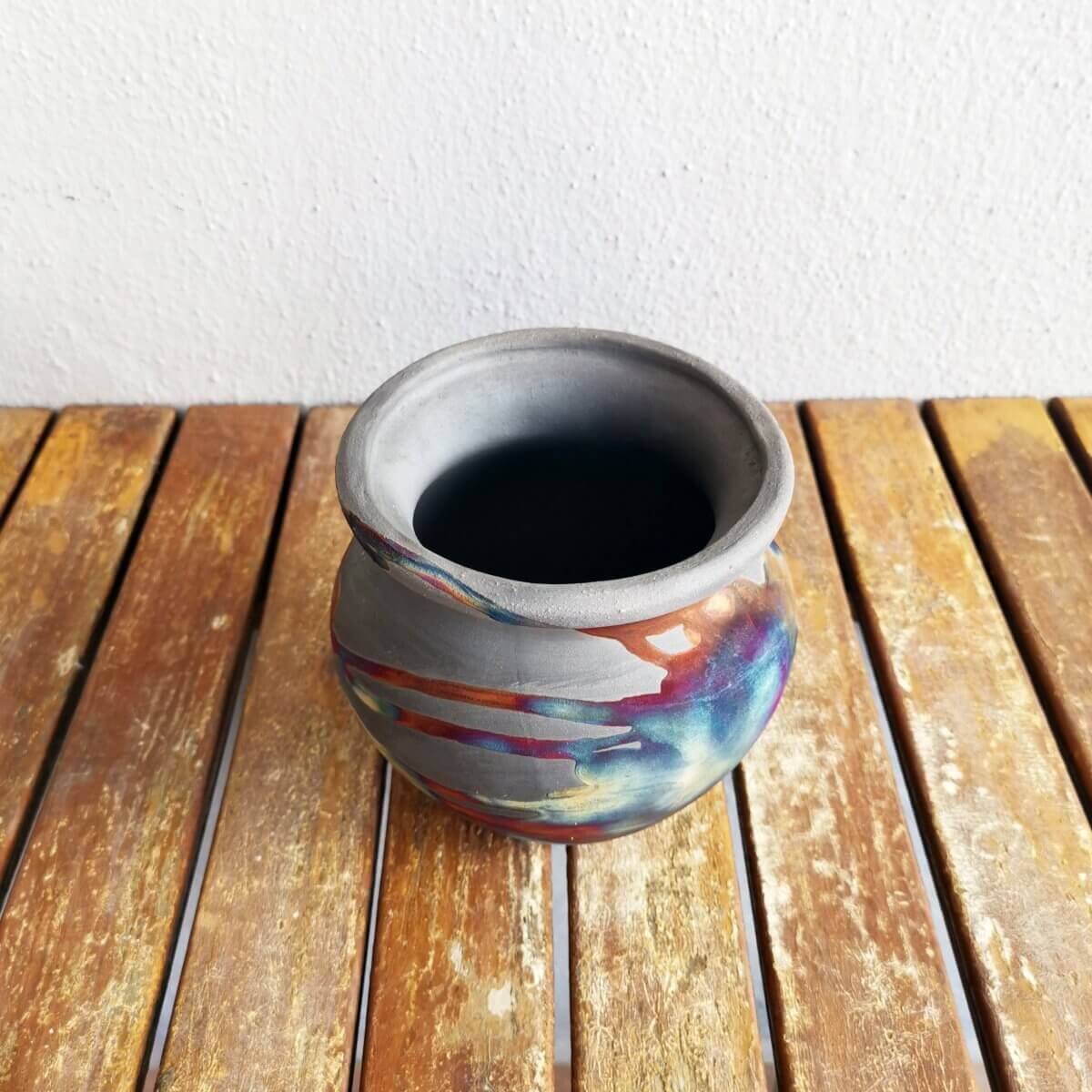 Raku pottery vase ceramic home decor