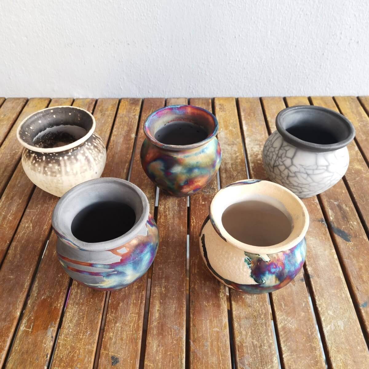 Raku pottery vase ceramic home decor