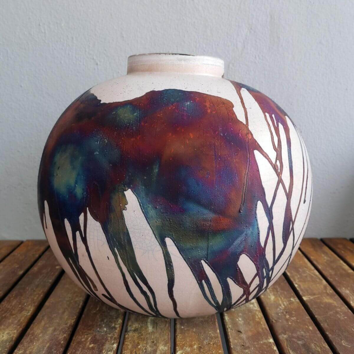 RAAQUU Large 13" Globe XL Vase PRE-ORDER Raku Ceramic Pottery Unique Handmade ceramic pottery raku vases, urns, and home decor, sculptures, wall decor, gifts by Adil Ghani