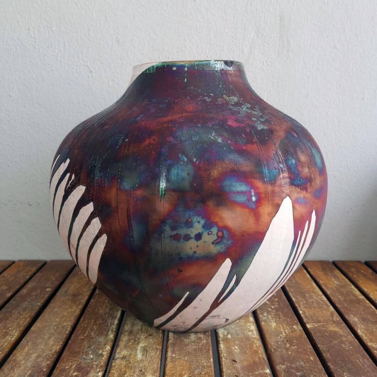 Raku pottery vase ceramic home decor