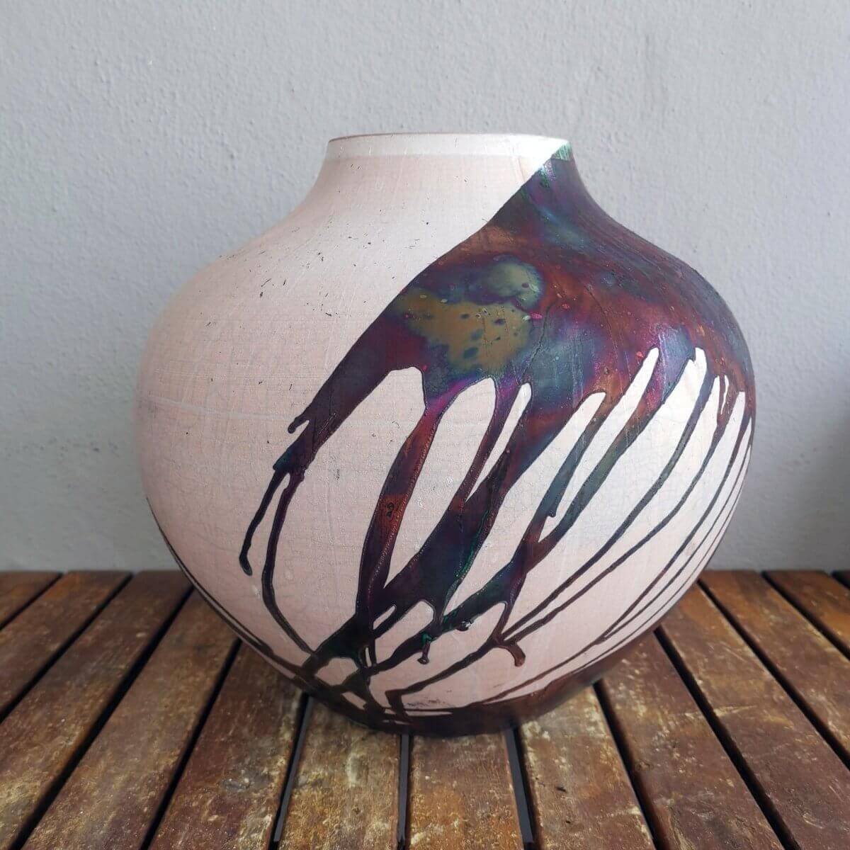 Raku pottery vase ceramic home decor