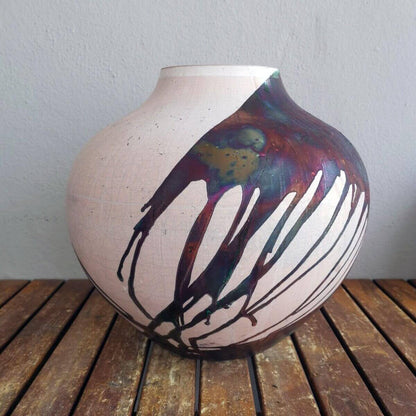 Raku pottery vase ceramic home decor