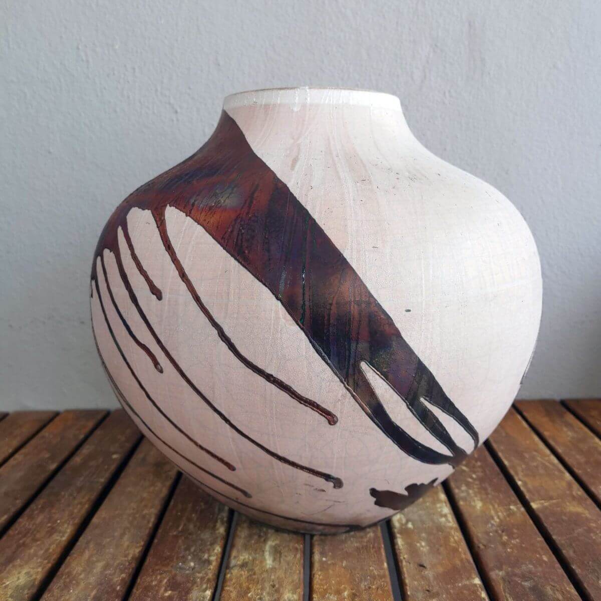 Raku pottery vase ceramic home decor