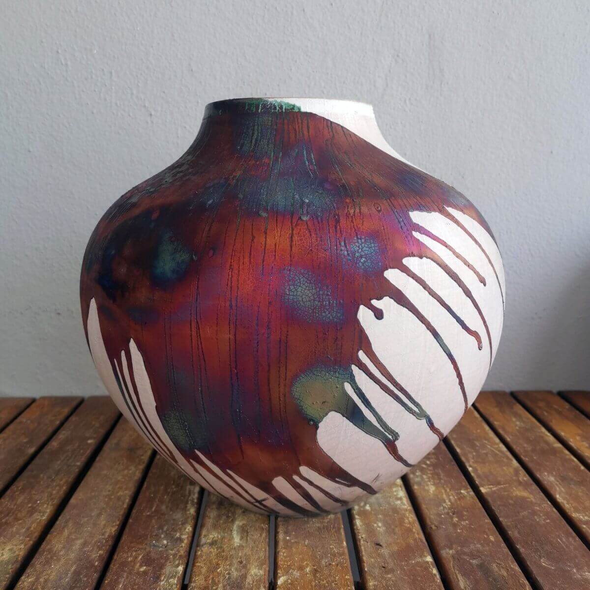 Raku pottery vase ceramic home decor