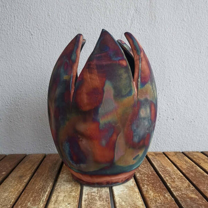 Raku pottery vase ceramic home decor