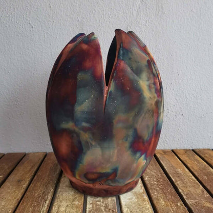 Raku pottery vase ceramic home decor