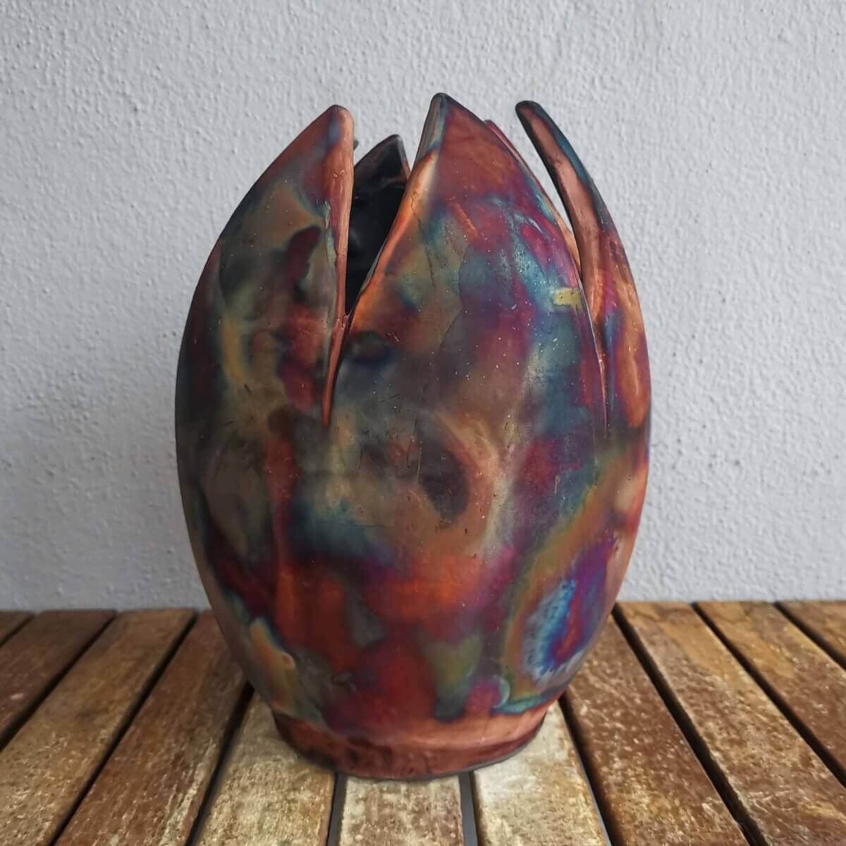 Raku pottery vase ceramic home decor