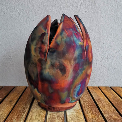 Raku pottery vase ceramic home decor