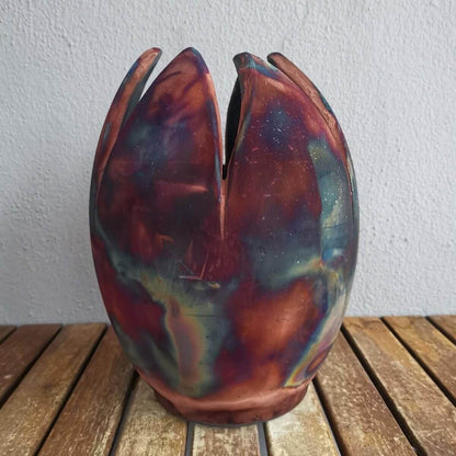 Raku pottery vase ceramic home decor