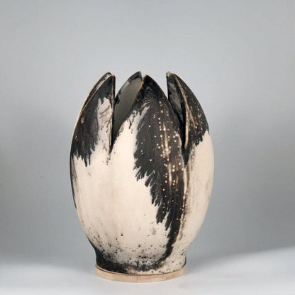 RAAQUU Large Flower Ceramic Vase Obvara S/N0000170 11" Raku Pottery - RAAQUU