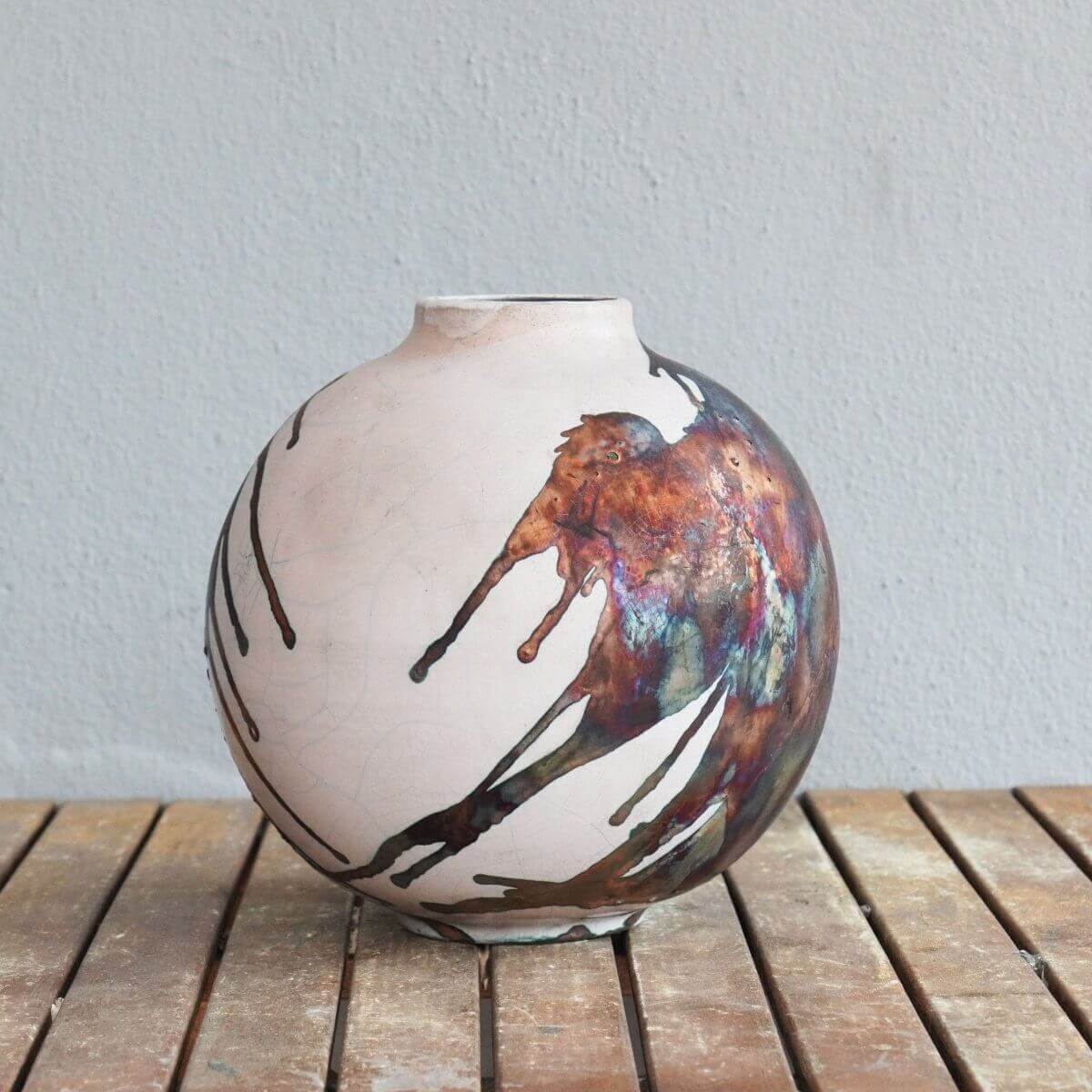 Raku pottery vase ceramic home decor