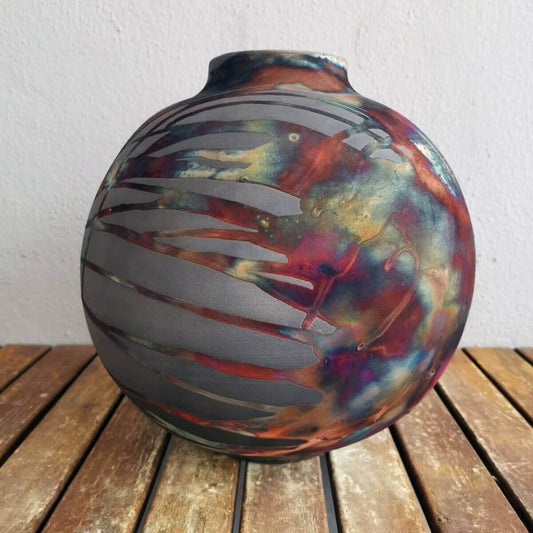 Raku pottery vase ceramic home decor