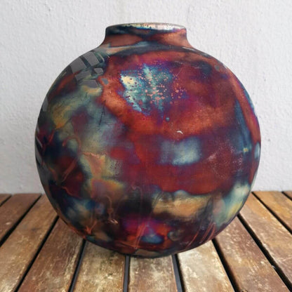 Raku pottery vase ceramic home decor