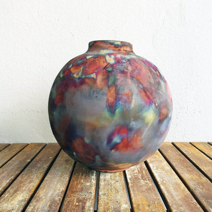 Raku pottery vase ceramic home decor