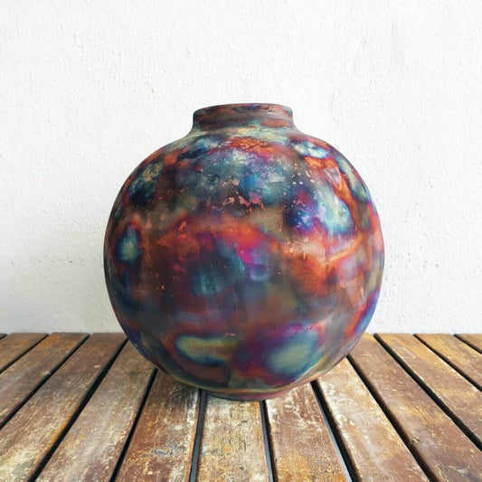 Raku pottery vase ceramic home decor