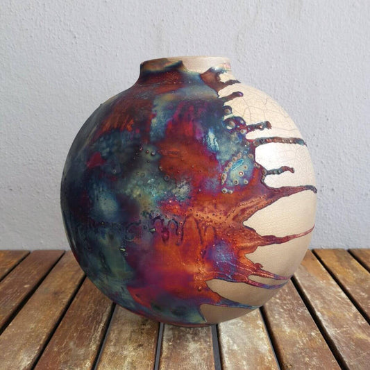 Raku pottery vase ceramic home decor