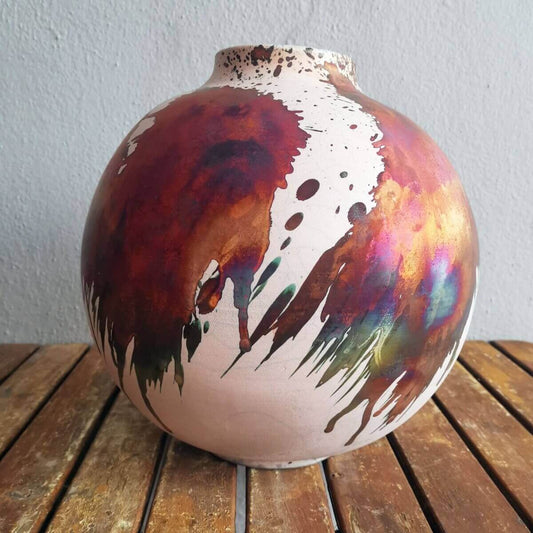 Raku pottery vase ceramic home decor