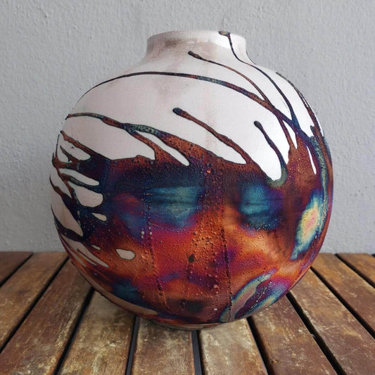 Raku pottery vase ceramic home decor