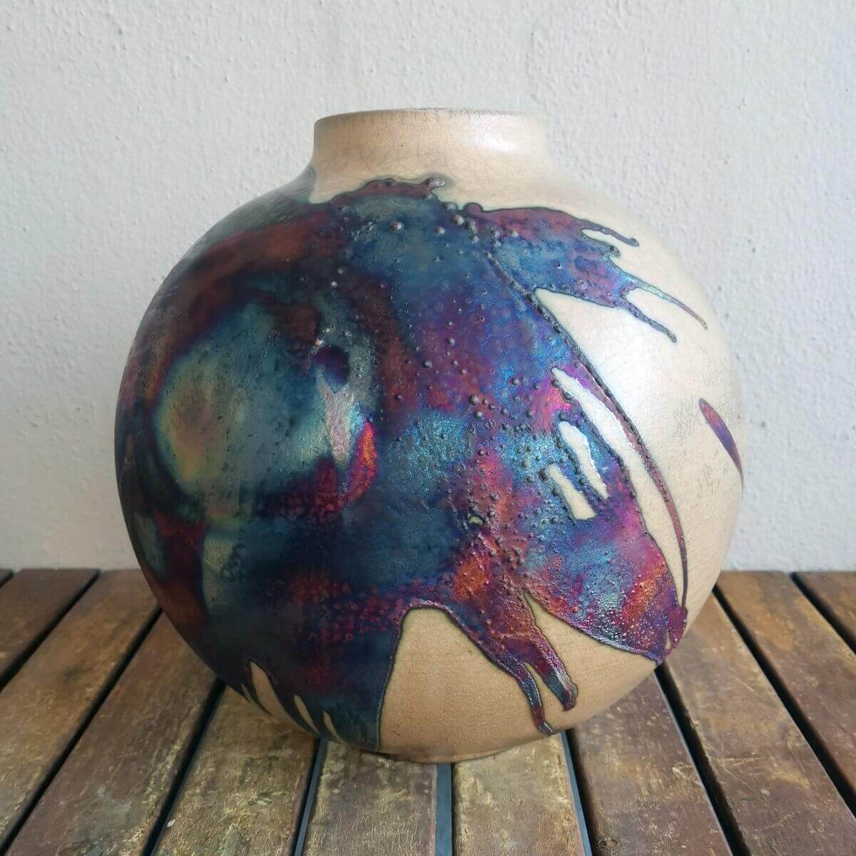 Raku pottery vase ceramic home decor
