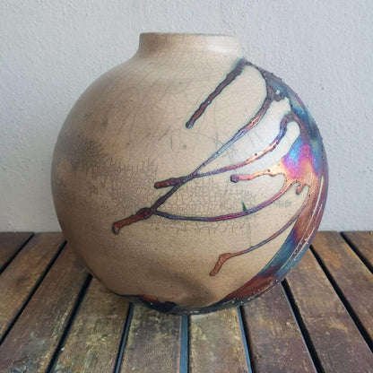 Raku pottery vase ceramic home decor