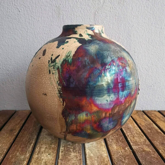 Raku pottery vase ceramic home decor