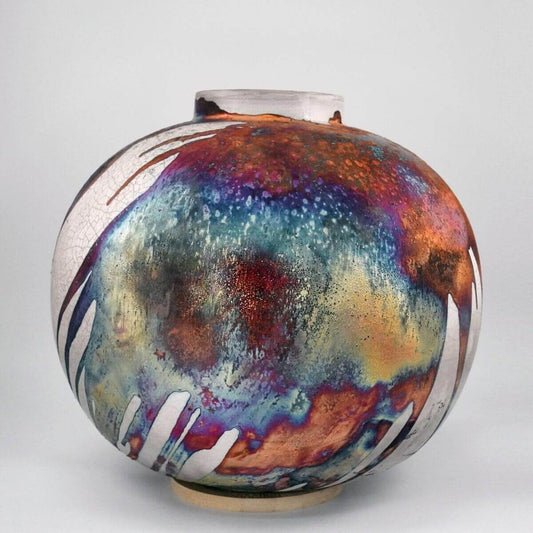 Raku pottery vase ceramic home decor