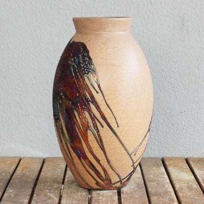 Raku pottery vase ceramic home decor