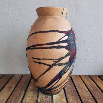 Raku pottery vase ceramic home decor