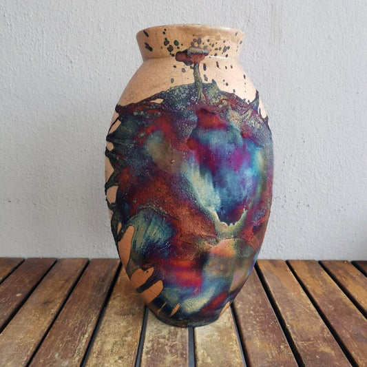 Raku pottery vase ceramic home decor