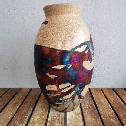 Raku pottery vase ceramic home decor