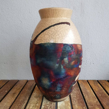 Raku pottery vase ceramic home decor