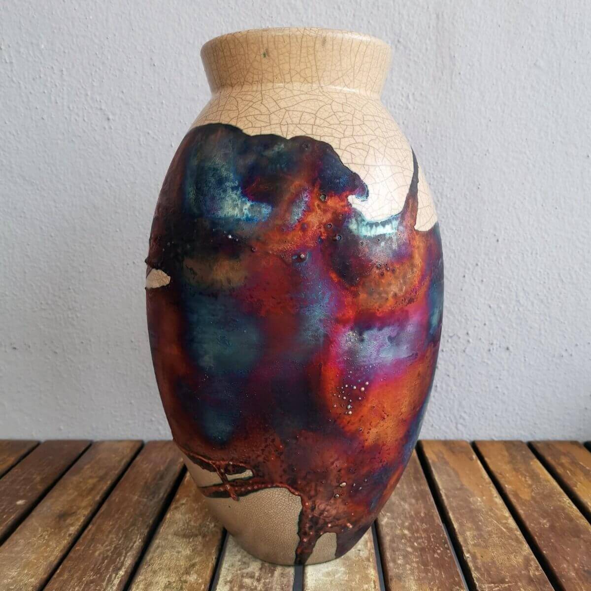 Raku pottery vase ceramic home decor