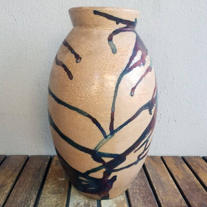 Raku pottery vase ceramic home decor