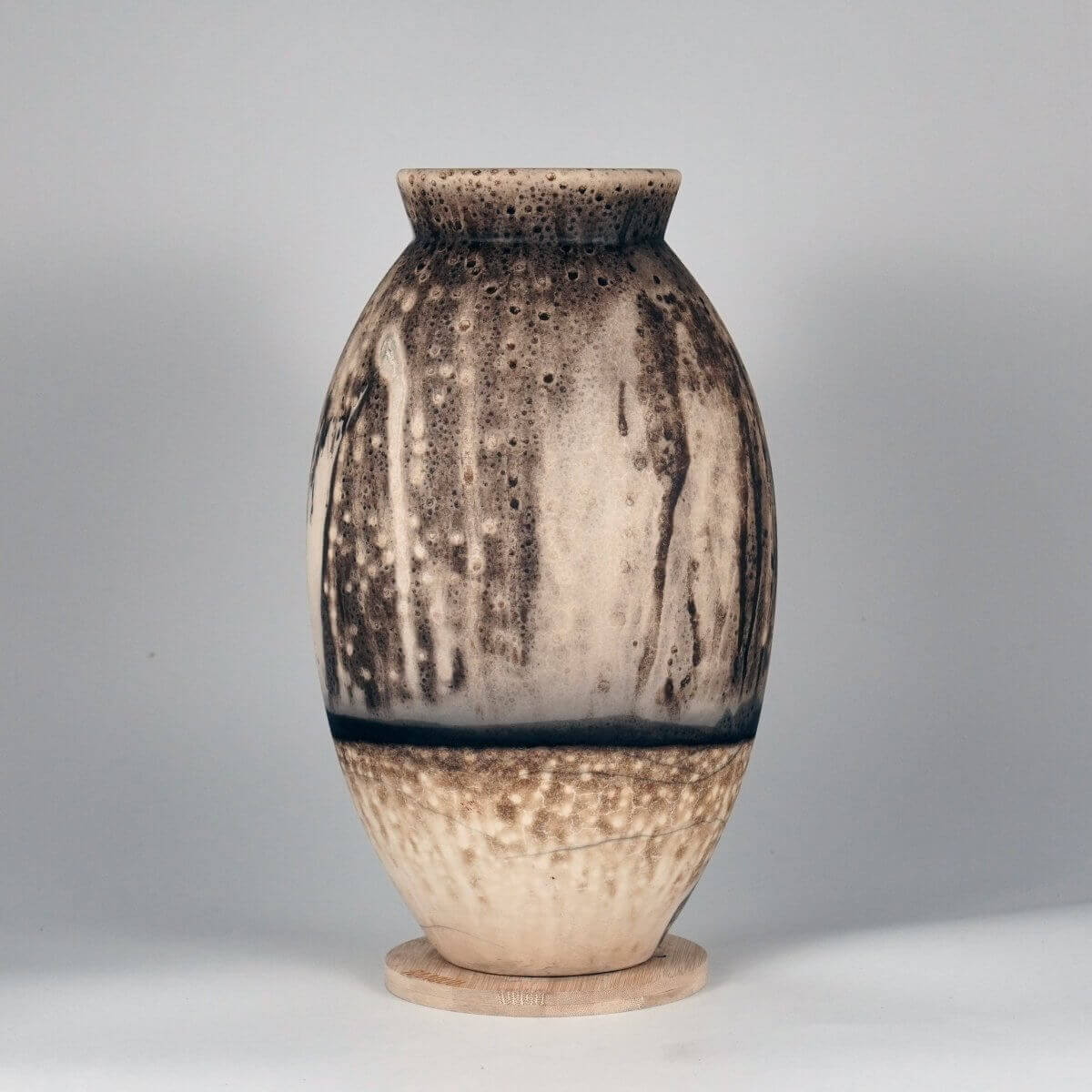 RAAQUU Large Oval Ceramic Vase Obvara S/N0000089 13.5" Raku Pottery Unique Handmade ceramic pottery raku vases, urns, and home decor, sculptures, wall decor, gifts by Adil Ghani