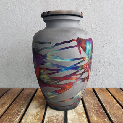 RAAQUU Omoide Ceramic Carbon Copper Urn for Adult Remains/Ashes S/N8000020 - Raku Pottery 170 cubic inches Unique Handmade Cremation Vessel Unique Handmade ceramic pottery raku vases, urns, and home decor, sculptures, wall decor, gifts by Adil Ghani