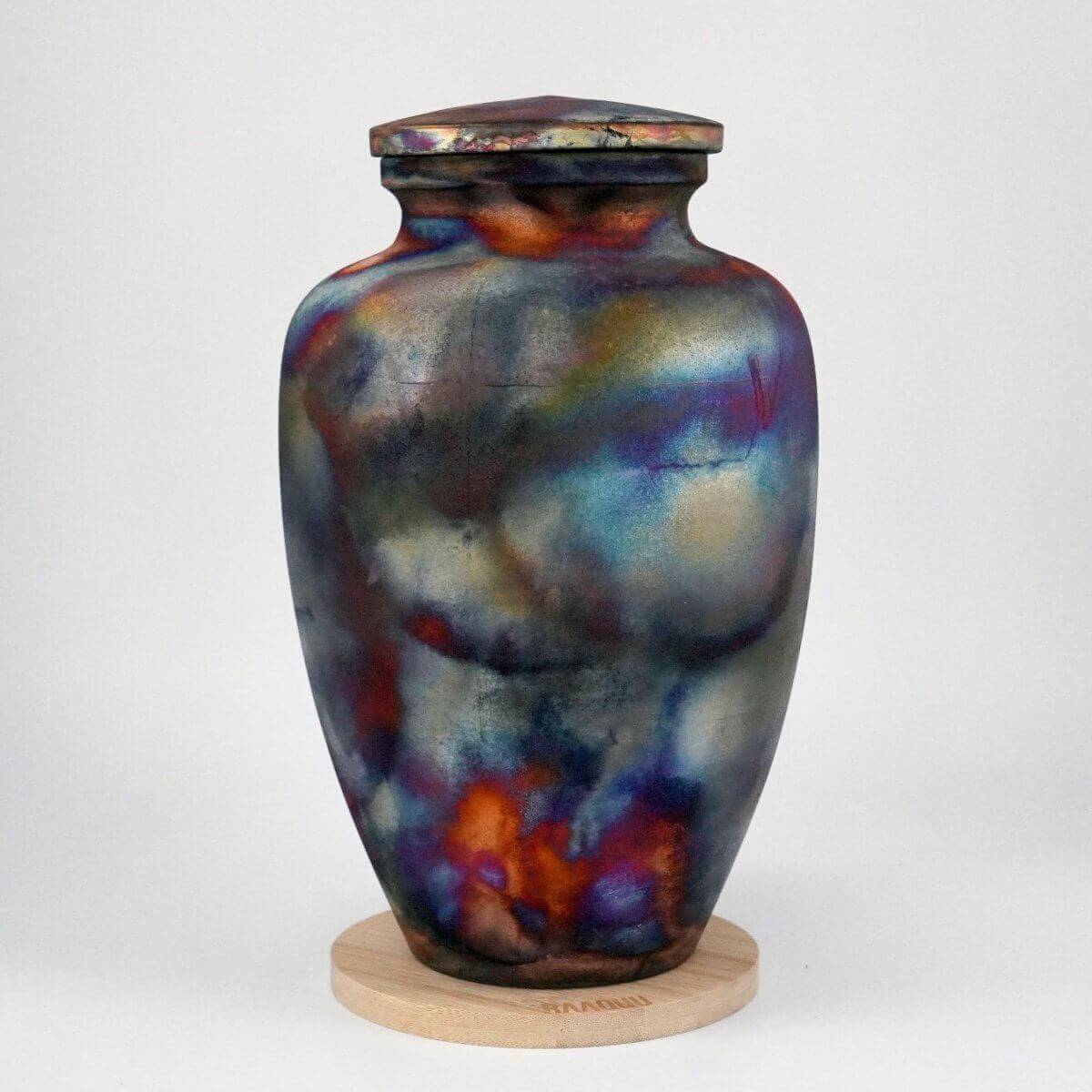 RAAQUU Omoide Ceramic Full Copper Matte Urn for Adult Remains/Ashes S/N8000088 - Raku Pottery 170 cubic inches Unique Handmade Cremation Vessel Unique Handmade ceramic pottery raku vases, urns, and home decor, sculptures, wall decor, gifts by Adil Ghani