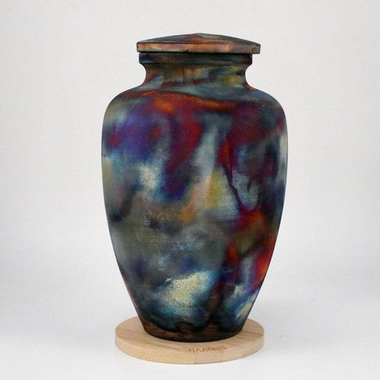 RAAQUU Omoide Ceramic Full Copper Matte Urn for Adult Remains/Ashes S/N8000088 - Raku Pottery 170 cubic inches Unique Handmade Cremation Vessel Unique Handmade ceramic pottery raku vases, urns, and home decor, sculptures, wall decor, gifts by Adil Ghani