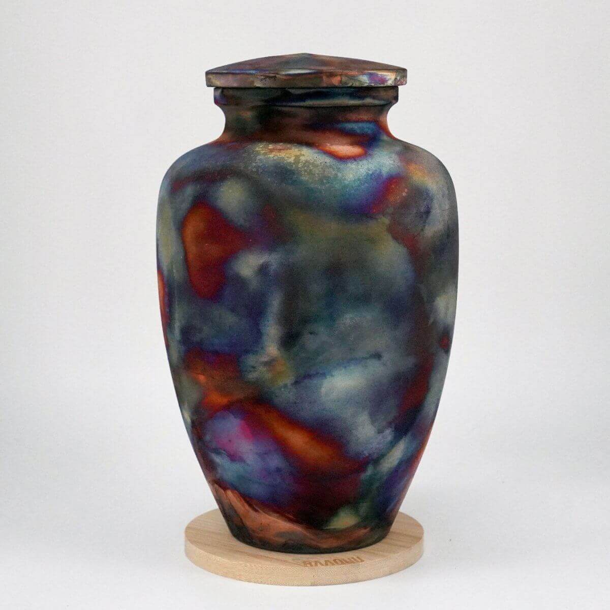 RAAQUU Omoide Ceramic Full Copper Matte Urn for Adult Remains/Ashes S/N8000088 - Raku Pottery 170 cubic inches Unique Handmade Cremation Vessel Unique Handmade ceramic pottery raku vases, urns, and home decor, sculptures, wall decor, gifts by Adil Ghani