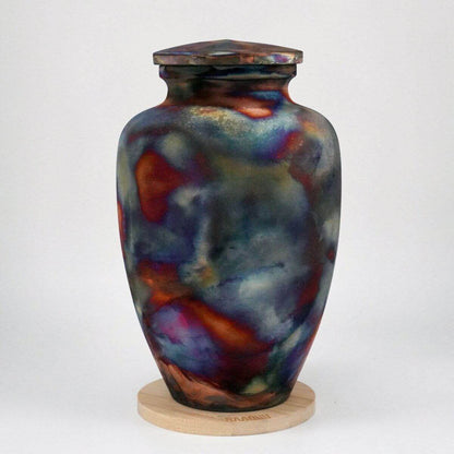 RAAQUU Omoide Ceramic Full Copper Matte Urn for Adult Remains/Ashes S/N8000088 - Raku Pottery 170 cubic inches Unique Handmade Cremation Vessel Unique Handmade ceramic pottery raku vases, urns, and home decor, sculptures, wall decor, gifts by Adil Ghani