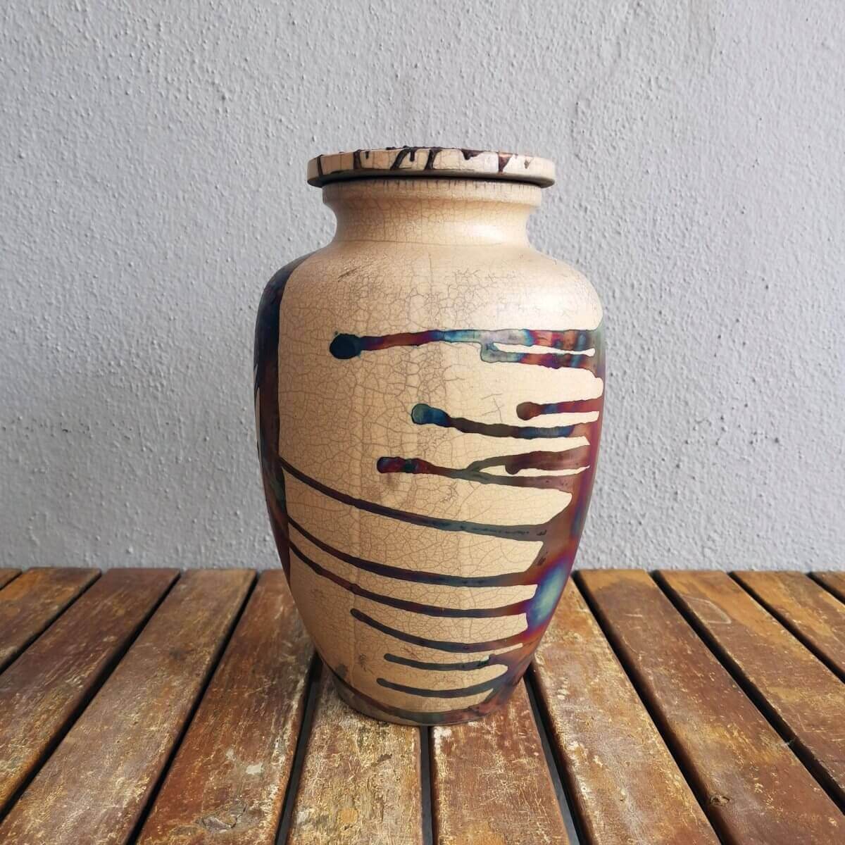 RAAQUU Omoide Ceramic Half Copper Matte Urn for Adult Remains/Ashes S/N8000001 - Raku Pottery 170 cubic inches Unique Handmade Cremation Vessel Unique Handmade ceramic pottery raku vases, urns, and home decor, sculptures, wall decor, gifts by Adil Ghani
