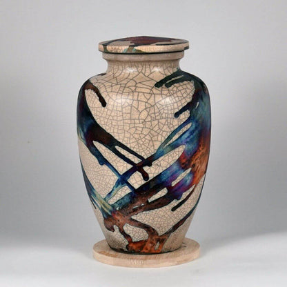 RAAQUU Omoide Ceramic Half Copper Matte Urn for Adult Remains/Ashes S/N8000018 - Raku Pottery 170 cubic inches Unique Handmade Cremation Vessel - RAAQUU