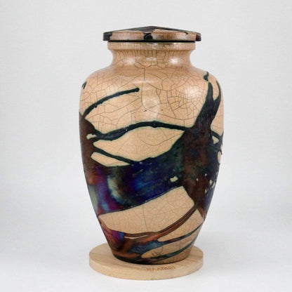 RAAQUU Omoide Ceramic Half Copper Matte Urn for Adult Remains/Ashes S/N8000084 - Raku Pottery 170 cubic inches Unique Handmade Cremation Vessel Unique Handmade ceramic pottery raku vases, urns, and home decor, sculptures, wall decor, gifts by Adil Ghani