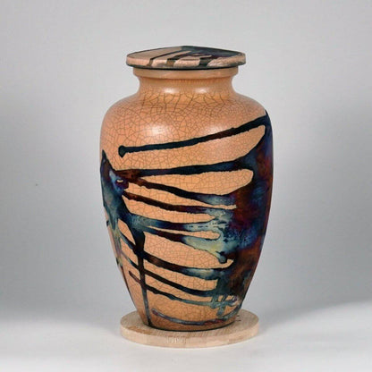 RAAQUU Omoide Ceramic Half Copper Matte Urn for Adult Remains/Ashes S/N8000091 - Raku Pottery 170 cubic inches Unique Handmade Cremation Vessel Unique Handmade ceramic pottery raku vases, urns, and home decor, sculptures, wall decor, gifts by Adil Ghani