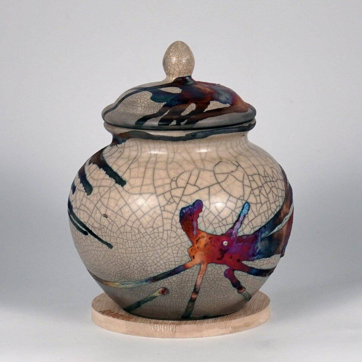 RAAQUU Tamashii Ceramic Half Copper Matte Pet Urn for Remains/Ashes S/N8000050 - Raku Pottery 85 cubic inches Unique Handmade Cremation Vessel Unique Handmade ceramic pottery raku vases, urns, and home decor, sculptures, wall decor, gifts by Adil Ghani