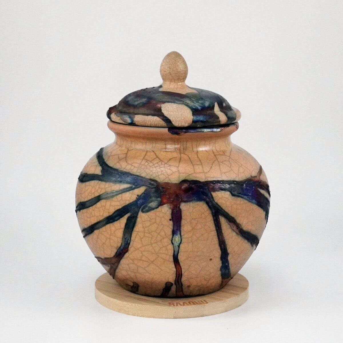 RAAQUU Tamashii Ceramic Half Copper Matte Pet Urn for Remains/Ashes S/N8000081 - Raku Pottery 85 cubic inches Unique Handmade Cremation Vessel Unique Handmade ceramic pottery raku vases, urns, and home decor, sculptures, wall decor, gifts by Adil Ghani