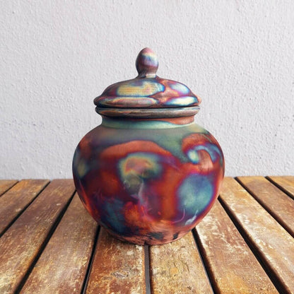 RAAQUU Tamashii Ceramic Pet Urn (Pre-Order) for Remains - Raku Pottery 85 cubic inches Unique Handmade Cremation Vessel for Ashes, Pets, Cats, Dogs Unique Handmade ceramic pottery raku vases, urns, and home decor, sculptures, wall decor, gifts by Adil Gha