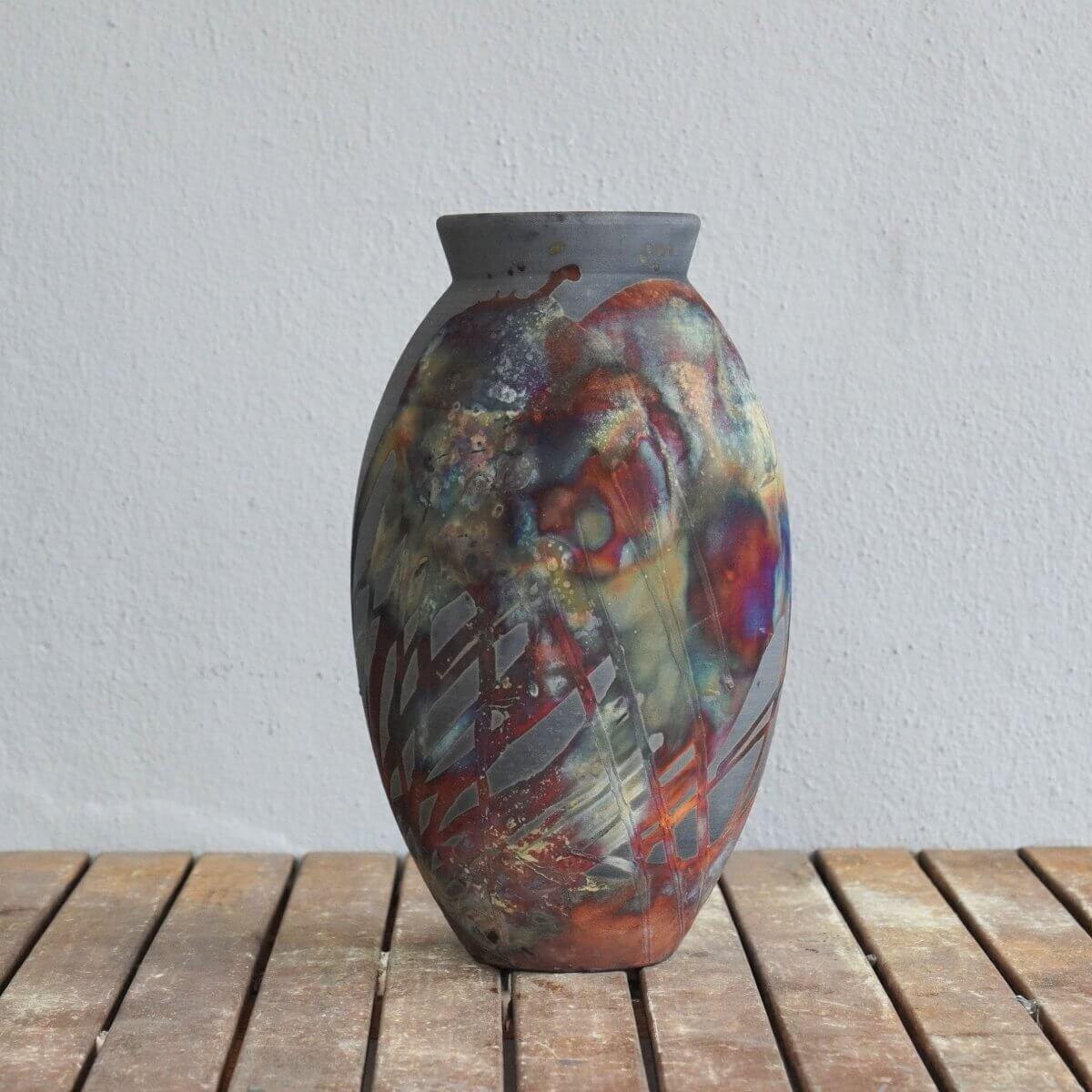 Raku pottery vase ceramic home decor